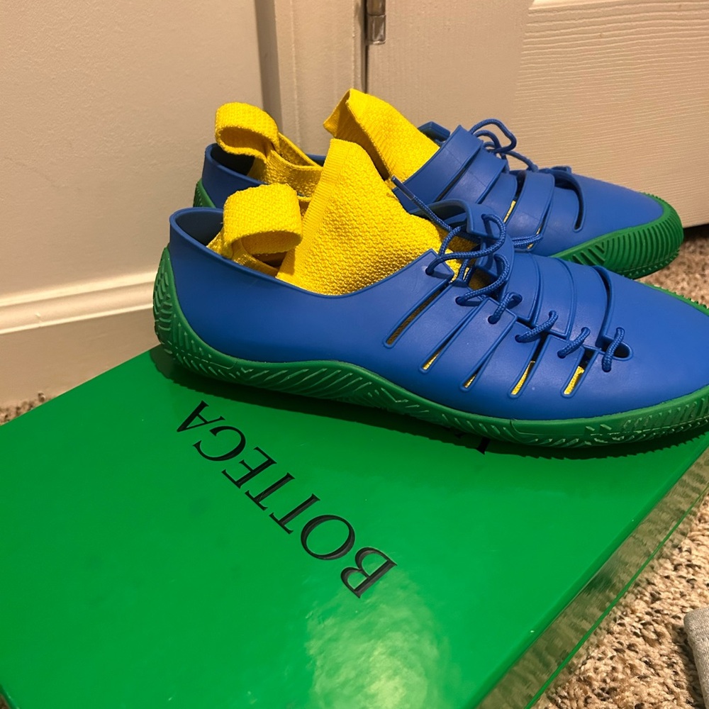 Bottega Veneta Blue and Yellow Athletic Shoes